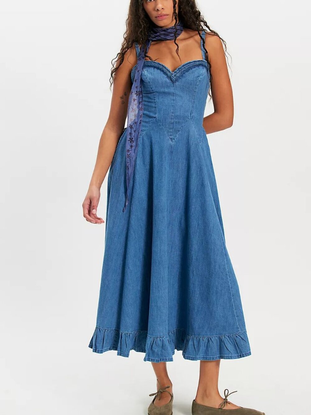 Free People Another Season Denim Midi Dress